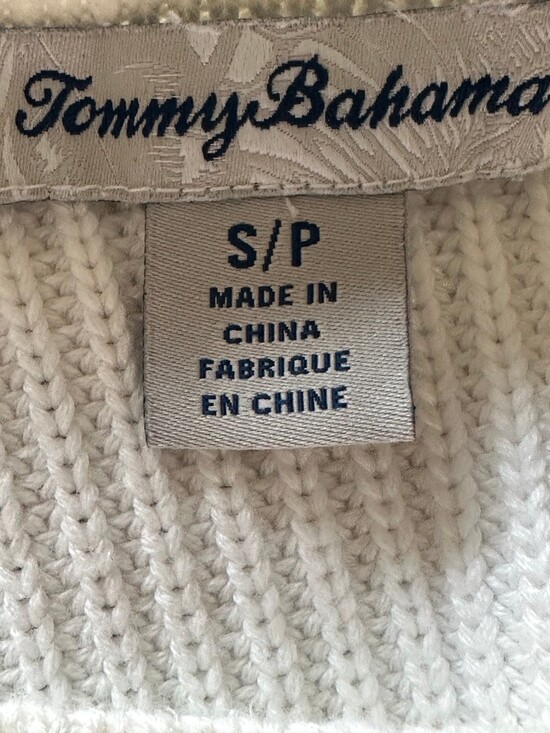 Tommy Bahama Sweater Womens S/P Ivory Crewneck Pullover Palm Embroidered - Picture 7 of 7